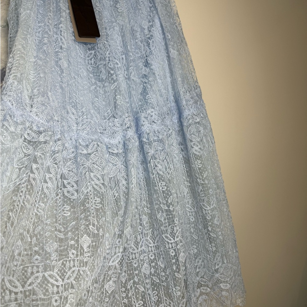 Ermanno Scervino Light Blue Lace Maxi Skirt